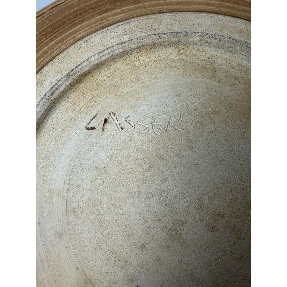D. Lasser Ceramics Signed Yellow/Red Tulip Green Stems Pottery Large Platter 16” - Picture 8 of 11